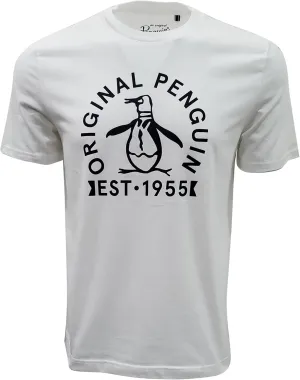 Original Penguin Men's Crewneck Graphic Logo Tee (US, Alpha, Large, Regular, Regular, Bright White (Penguin Est.1955))