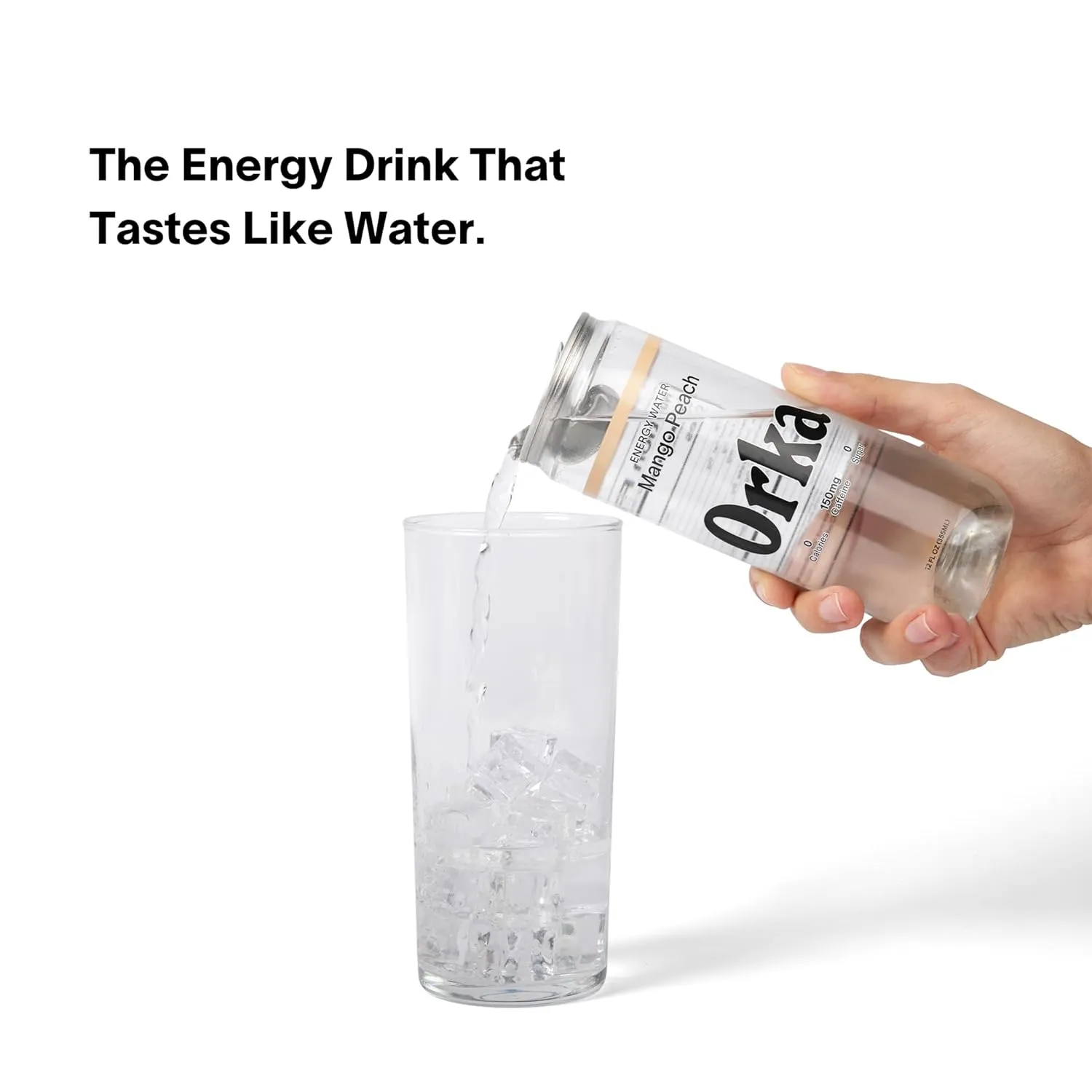Orka Energy Water – Sugar-Free, Zero-Calorie, Non-Carbonated Caffeinated Water (12oz Cans, Mango Peach) | 150mg Natural Caffeine   Natural L-Theanine for Jitter-Free Focus & Energy