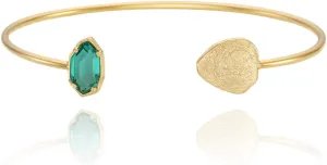 OZEL Cuff Bracelets for Women 18K Real Gold Plated Cuff Bracelet Colorful Crystal Gold Cuff Bracelets for Gifts (Green/Clear/Black/Pink Opal/White Opal)