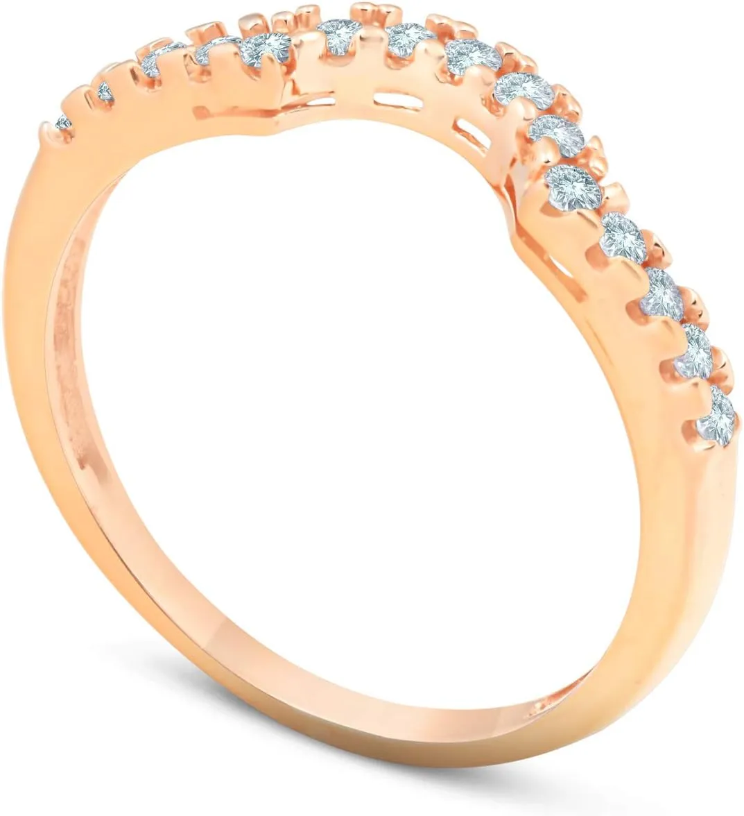 P3 POMPEII3 1/4ct Diamond Notched Guard Ring Enhancer 14K Rose Gold