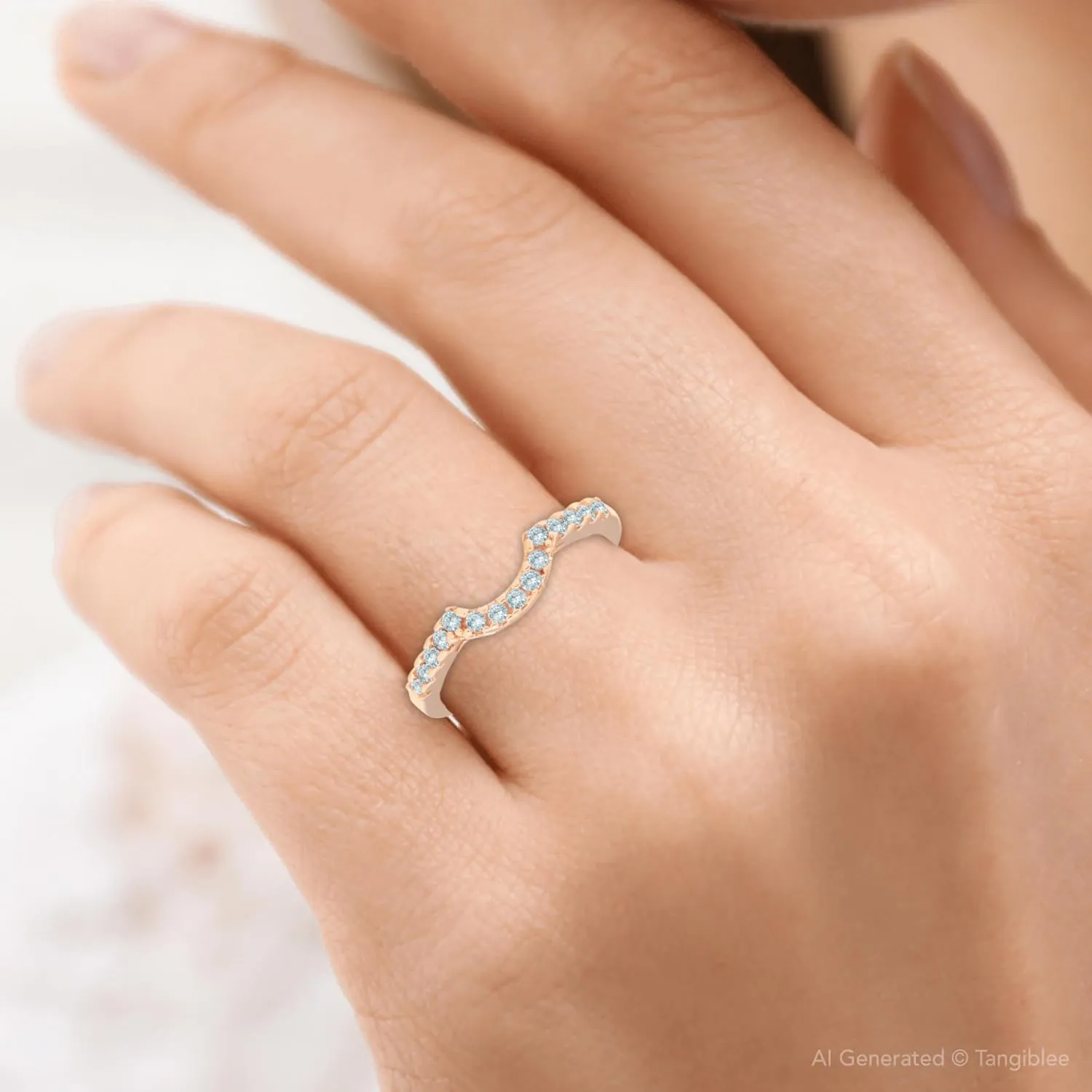 P3 POMPEII3 1/4ct Diamond Notched Guard Ring Enhancer 14K Rose Gold