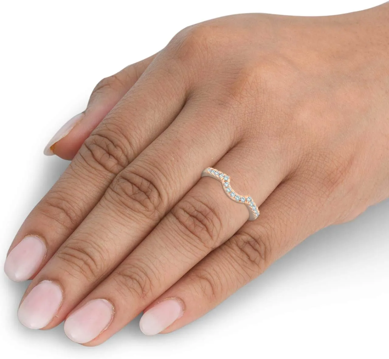 P3 POMPEII3 1/4ct Diamond Notched Guard Ring Enhancer 14K Rose Gold