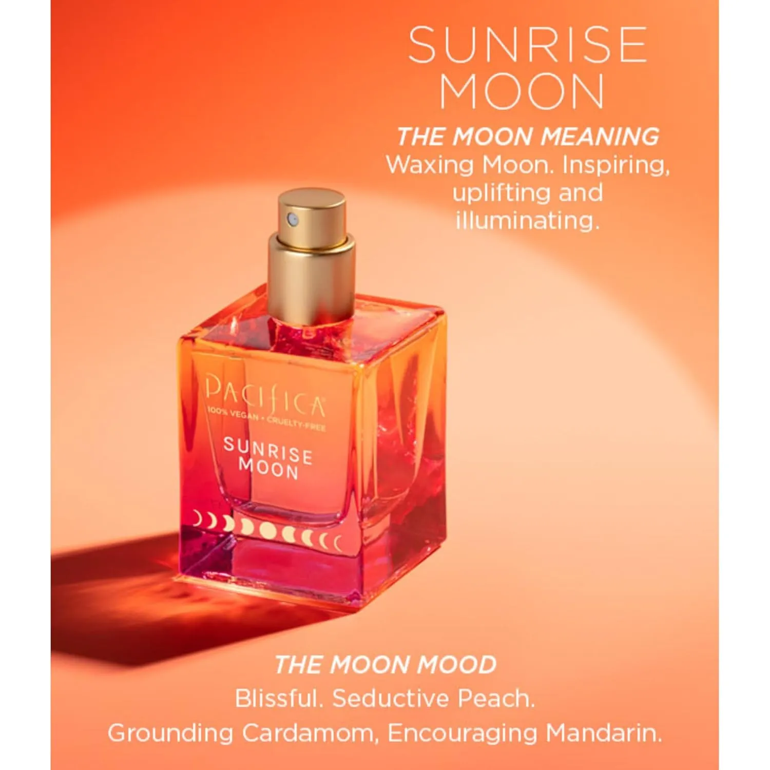 Pacifica Beauty | Sunrise Moon Spray Perfume | Peach, Cardamom, Madarin Notes | Natural   Essential Oils | Clean Fragrance | Vegan   Cruelty Free | Gifts for Her, 1 Fl Oz (Pack of 1)