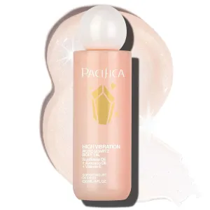 Pacifica Rose Quartz Body Oil – High Vibration Hydrating Body Oil with Natural Plant Oils & Rose Quartz Crystals, Moisturizing & Nourishing, Vegan & Cruelty-Free, Clean Beauty, Floral Scent, 4 oz