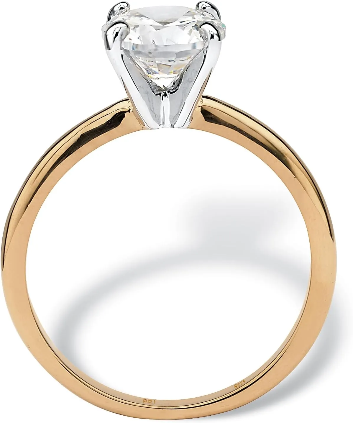 Palm Beach Jewelry Yellow Gold-Plated Round 2.00 Carat Cubic Zirconia Solitaire Engagement Ring