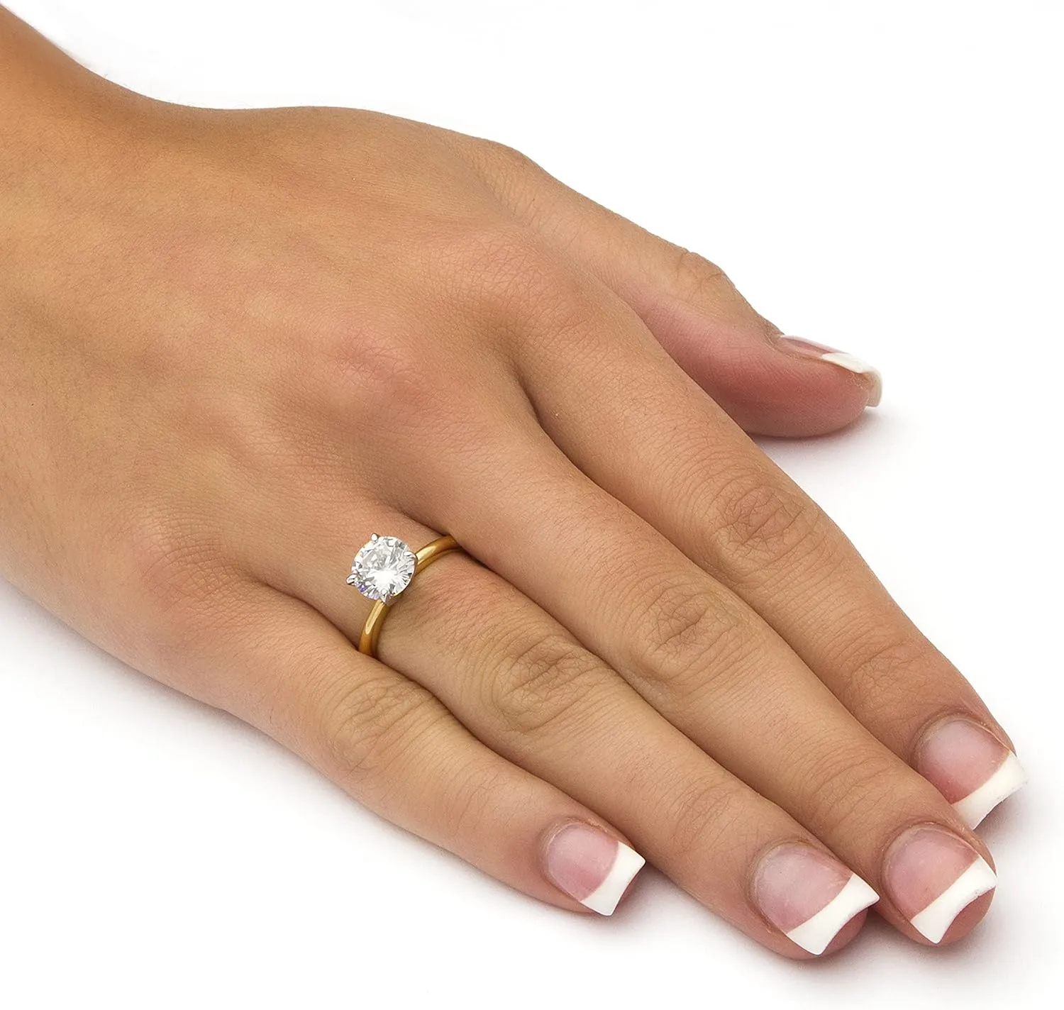 Palm Beach Jewelry Yellow Gold-Plated Round 2.00 Carat Cubic Zirconia Solitaire Engagement Ring