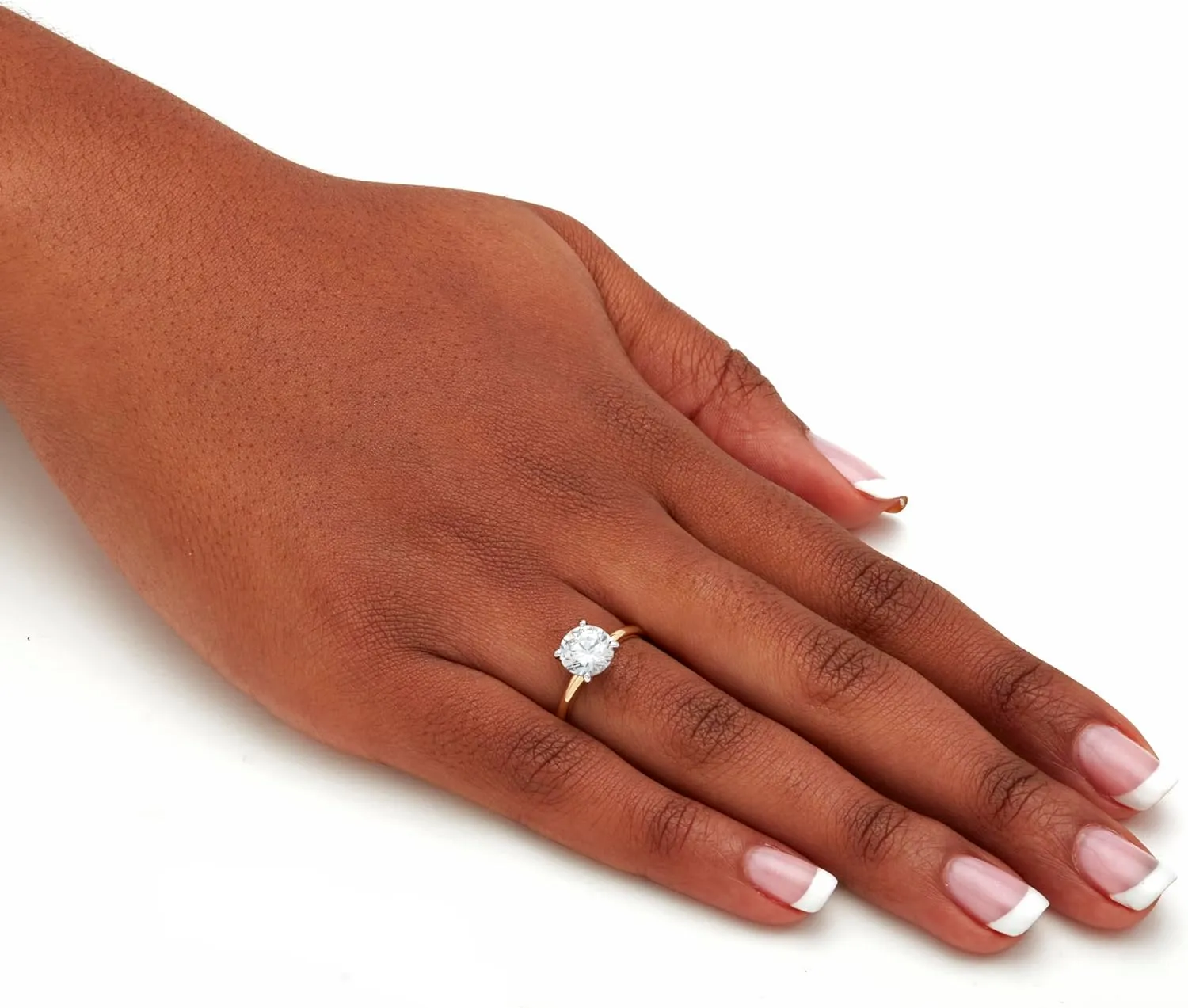 Palm Beach Jewelry Yellow Gold-Plated Round 2.00 Carat Cubic Zirconia Solitaire Engagement Ring