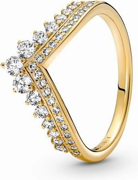 Pandora Timeless Wish Tiara Ring - Modern Gold Ring for Women - Layering or Stackable Ring - Gift for Her - Gold-Plated with Clear Cubic Zirconia - With Gift Box