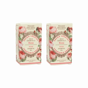 Panier des Sens - Rose Bar Soap - Moisturizing Gentle Scented Soap Bar - Natural Soap with Sweet Almond - 97% Natural Ingredients Made in France - Vegan Friendly - Body & Hand Soap Bars 2x5.3 oz