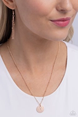 Paparazzi Necklace ~ Initial Elegance - Rose Gold - Y