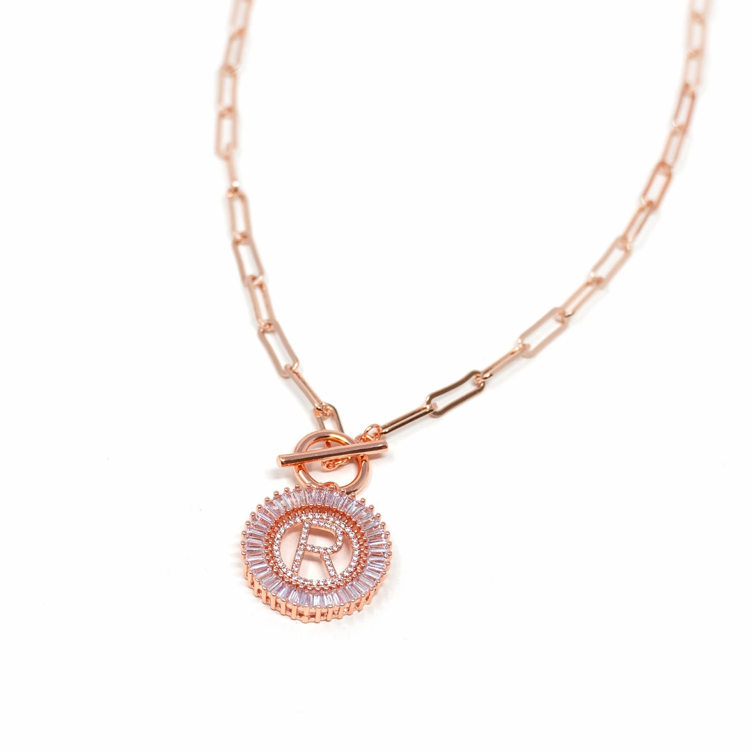 Paperclip Chain Radiant Initial Necklace