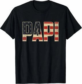 Papi Bold Patriotic American Flag Father’s Day Papi T-Shirt