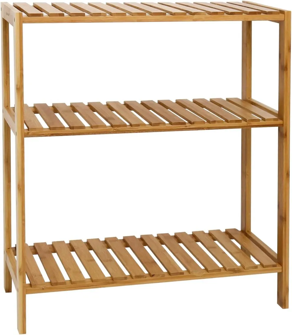 Peach Tree Bamboo Rack Multifunctional Bathroom Kitchen Living Room Holder Plant Flower Stand Utility Storage Shelf (3-Tier)
