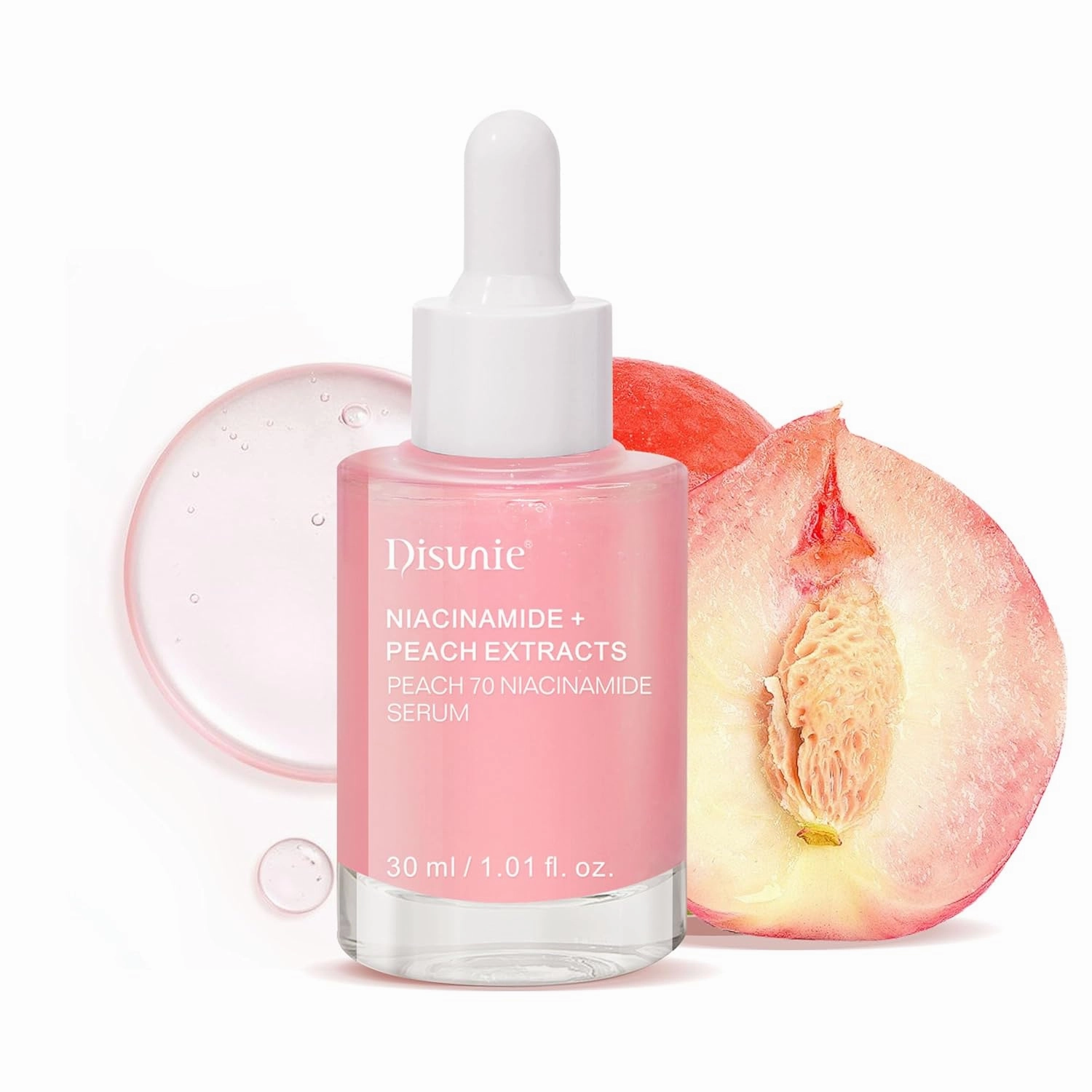 Peach 70 Niacinamide Serum, Peach Fruit Extract Serum   Vitamins C and E, Enhances Skin Eadiance, Deeply Hydrates, Repairs and Soothes, and Provides Natural Soothing Protection