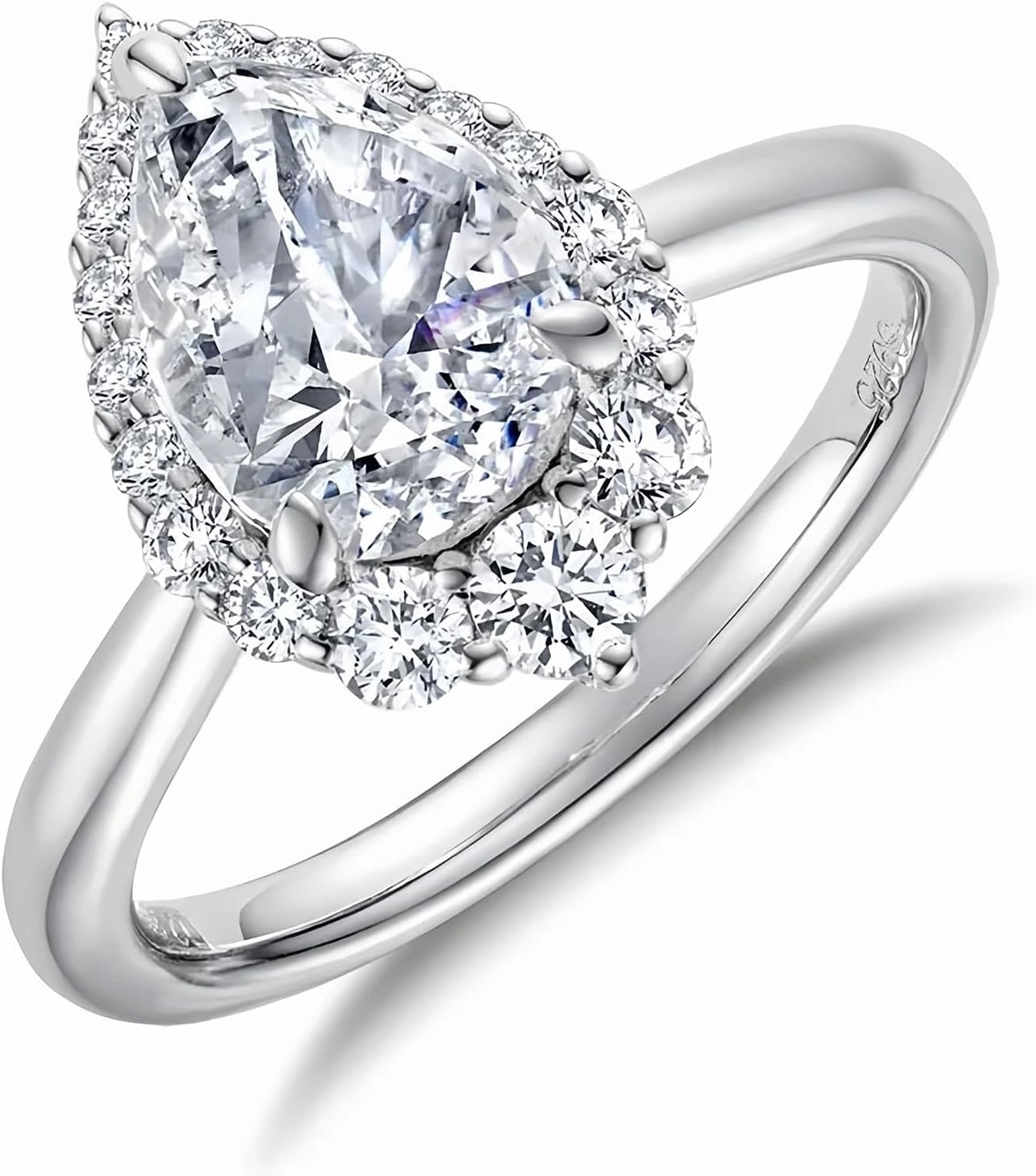 Pear Shaped Moissanite Engagement Ring S925/10K/14K/18K Solid Gold, 1 to 5 Carat VVS1 Clarity D Color Moissanite Wedding Anniversary Rings Luxury Bridal Jewelry Gifts for Women