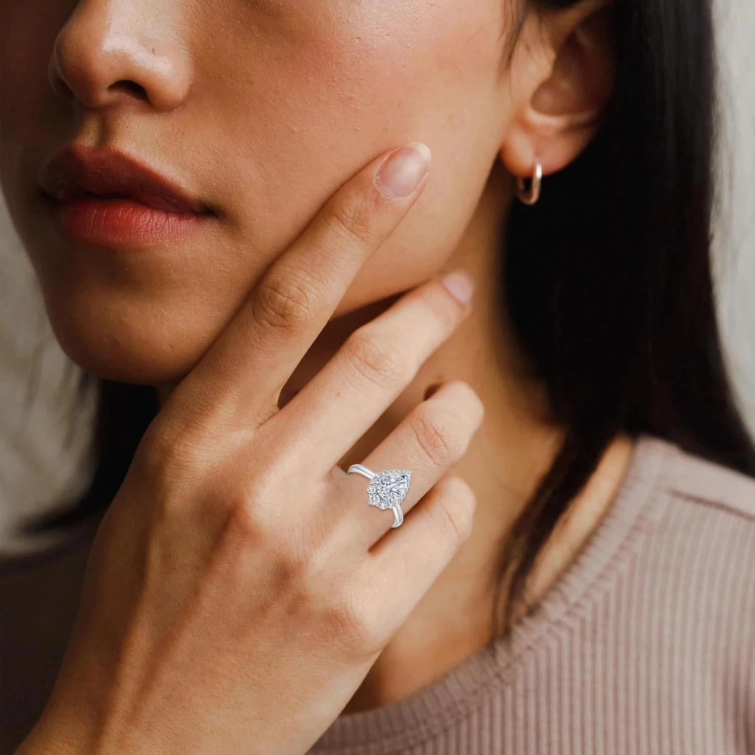 Pear Shaped Moissanite Engagement Ring S925/10K/14K/18K Solid Gold, 1 to 5 Carat VVS1 Clarity D Color Moissanite Wedding Anniversary Rings Luxury Bridal Jewelry Gifts for Women