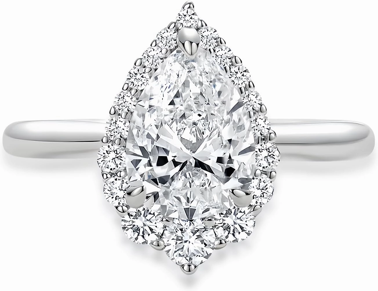 Pear Shaped Moissanite Engagement Ring S925/10K/14K/18K Solid Gold, 1 to 5 Carat VVS1 Clarity D Color Moissanite Wedding Anniversary Rings Luxury Bridal Jewelry Gifts for Women