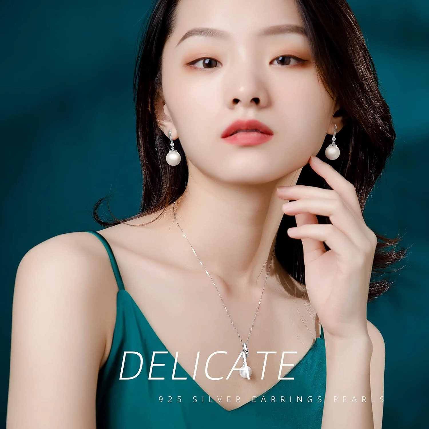 Pearl Dangle Earrings for Women 925 Sterling Silver Crystal Pearl Earrings Classtic Ladies Drop Earrings for Wedding Party Birthday Gift