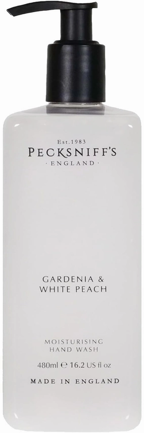Pecksniff's Hand Wash - Liquid Hand Soap for Soft Skin, Natural, Revitalising, Hydrates and Moisturises, Handcrafted in England, Cruelty Free, Gift of Luxury 480ml/16.2 fl oz (Gardenia & White Peach)