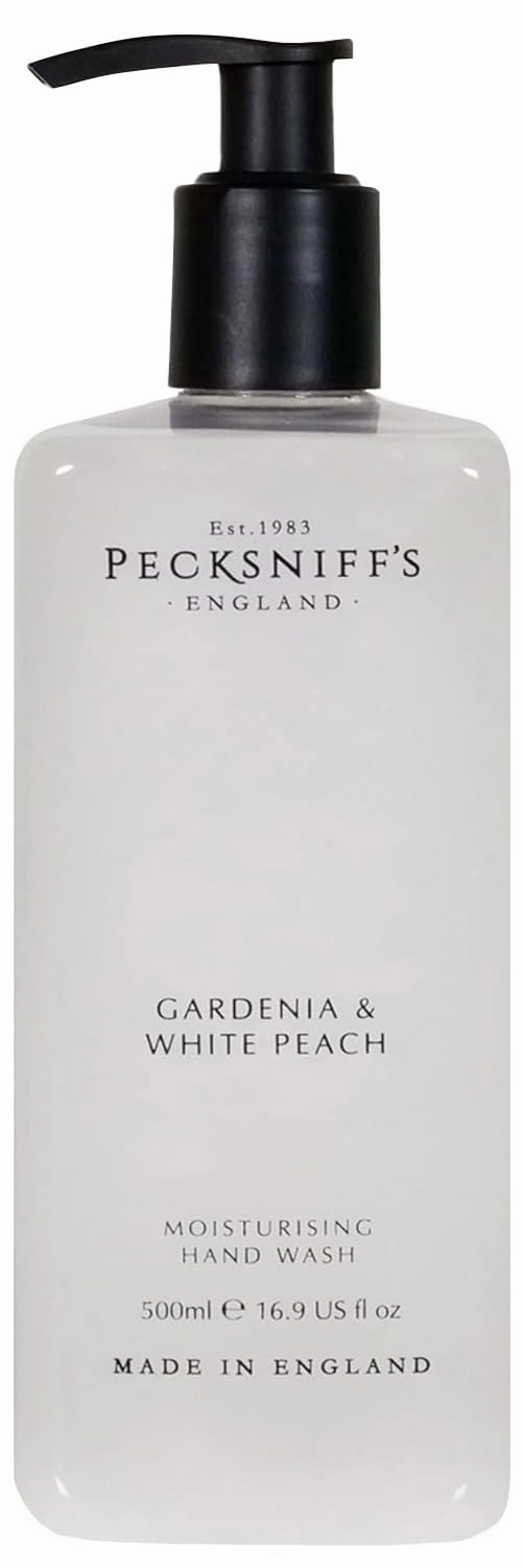 Pecksniff's Moisturizing Hand Wash - Vitamin B Enriched, Natural & Gentle Cleanser, Luxurious Hand Wash 500ml/16.9 fl oz (Gardenia & White Peach)