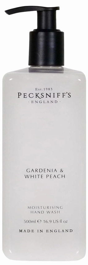 Pecksniff's Moisturizing Hand Wash - Vitamin B Enriched, Natural & Gentle Cleanser, Luxurious Hand Wash 500ml/16.9 fl oz (Gardenia & White Peach)