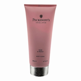 Pecksniff’s Rose & Peony Body Scrub 200ml – Gentle Exfoliating Scrub with Floral Fragrance – Smooths and Softens Skin – UK Bath & Body Care