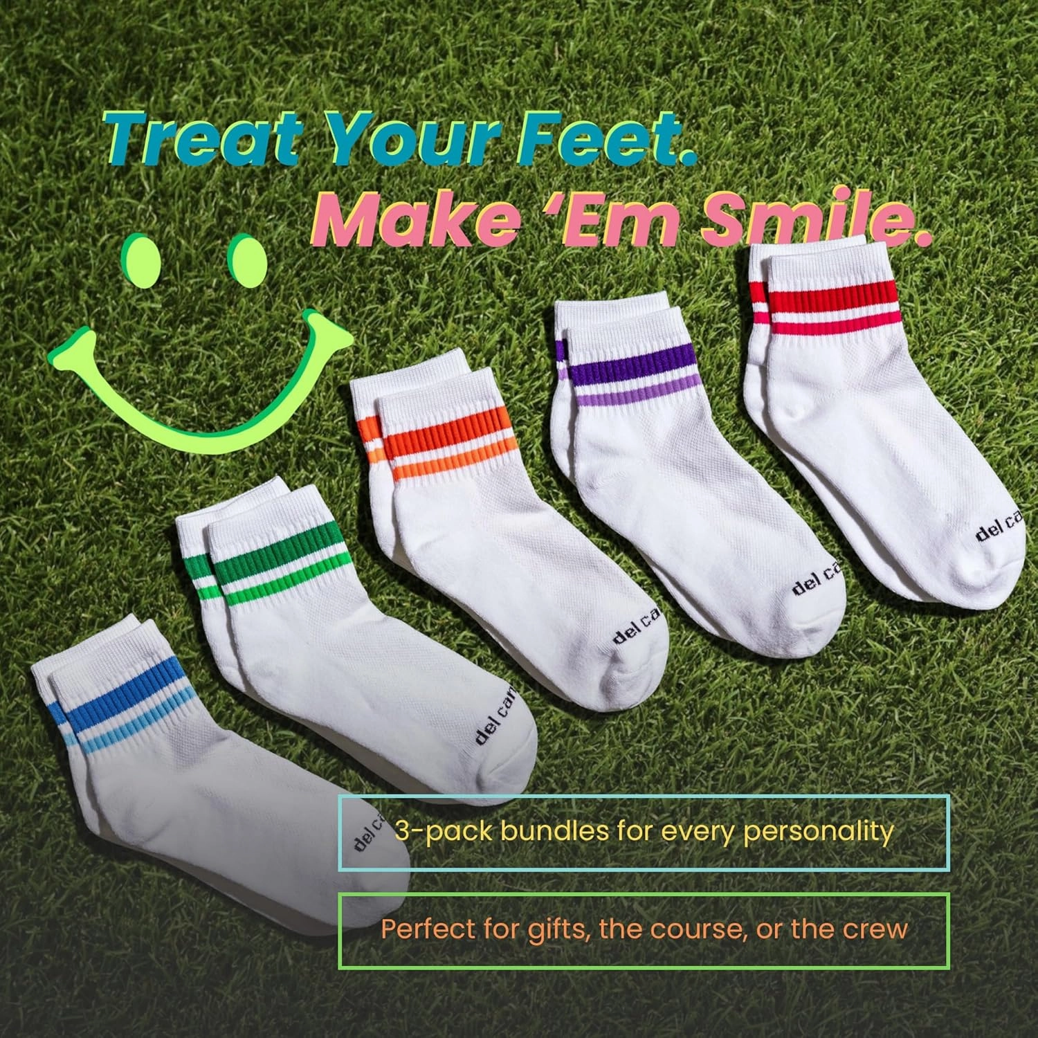 Performance Golf Socks – Premium Quarter-Height Socks with Bold Stripes, Cushioned & Breathable (Stripe 3-Pack)