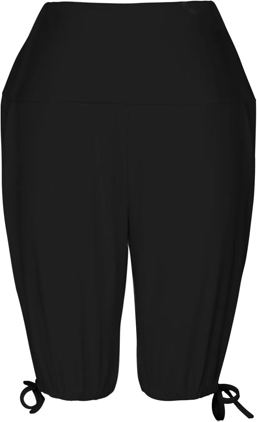 Petite Pants for Women Stretchy Workout Gym Training Summer Sports Activewear Pants Casual Athletic Side Tie Knot Half Pants
