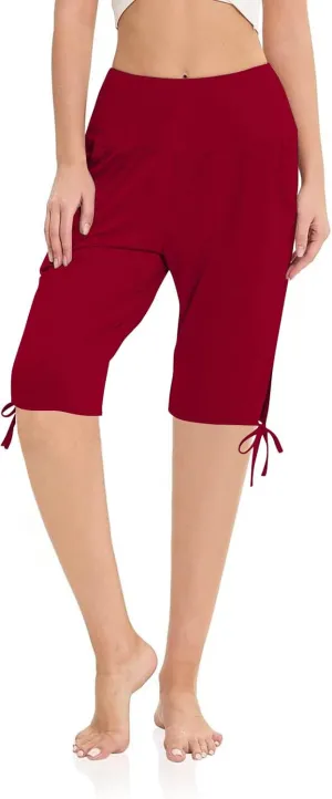 Petite Pants for Women Stretchy Workout Gym Training Summer Sports Activewear Pants Casual Athletic Side Tie Knot Half Pants