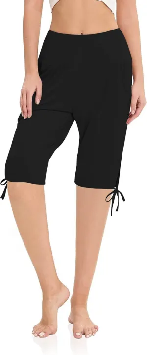 Petite Pants for Women Stretchy Workout Gym Training Summer Sports Activewear Pants Casual Athletic Side Tie Knot Half Pants