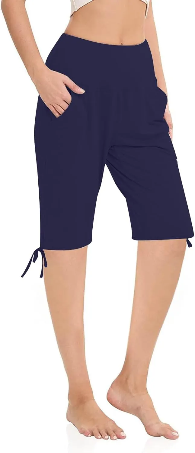 Petite Pants for Women Stretchy Workout Gym Training Summer Sports Activewear Pants Casual Athletic Side Tie Knot Half Pants