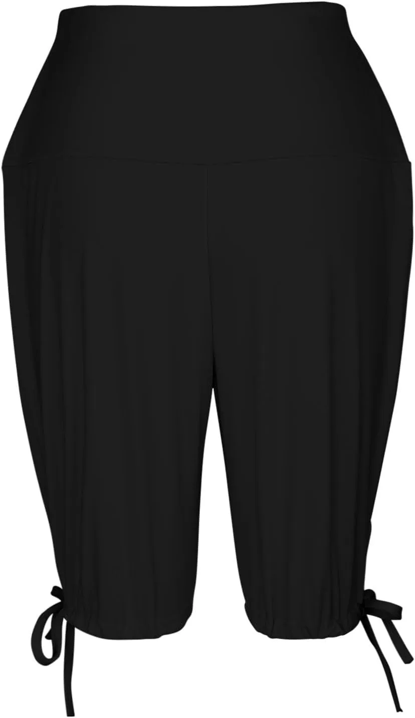 Petite Pants for Women Stretchy Workout Gym Training Summer Sports Activewear Pants Casual Athletic Side Tie Knot Half Pants