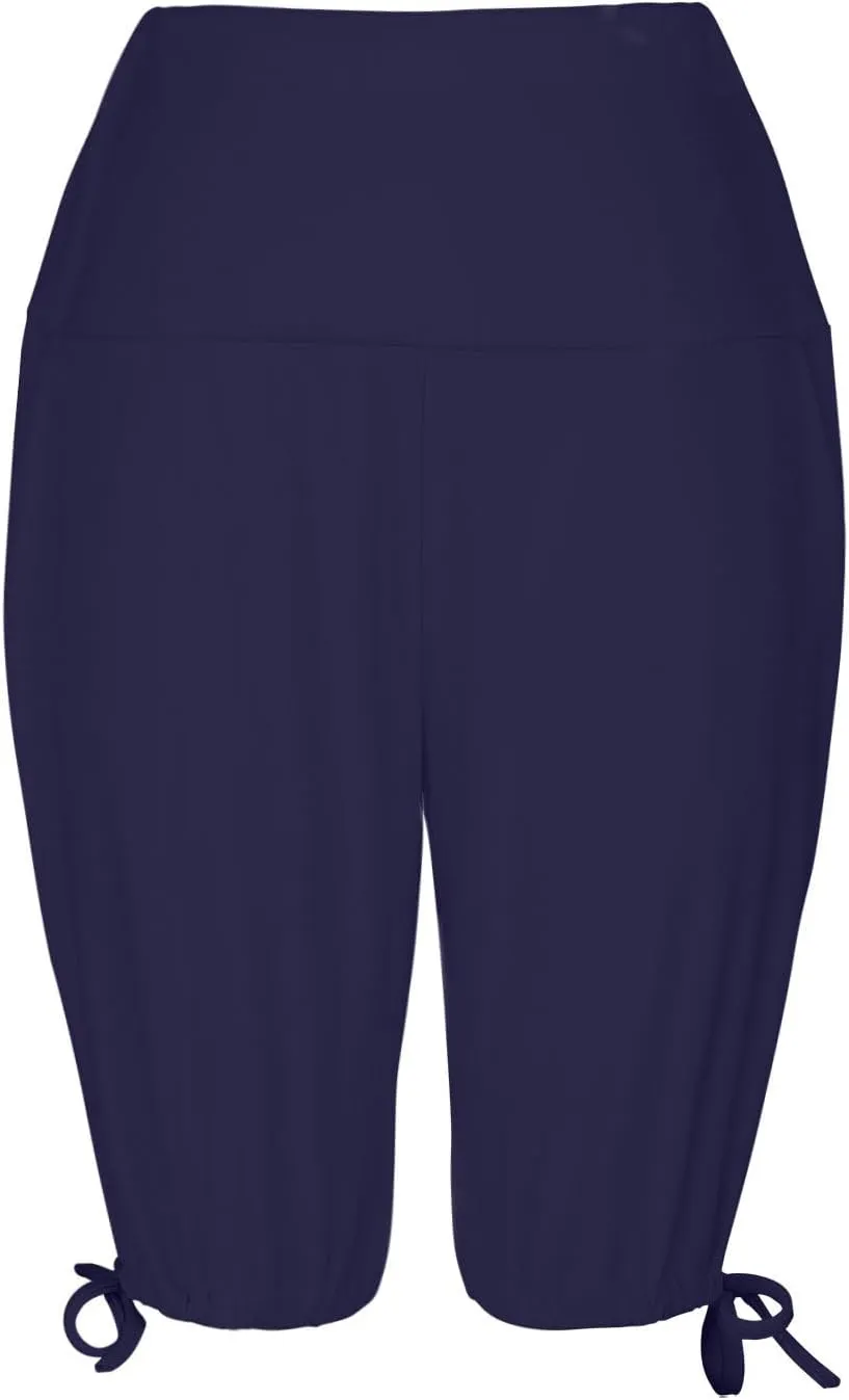Petite Pants for Women Stretchy Workout Gym Training Summer Sports Activewear Pants Casual Athletic Side Tie Knot Half Pants