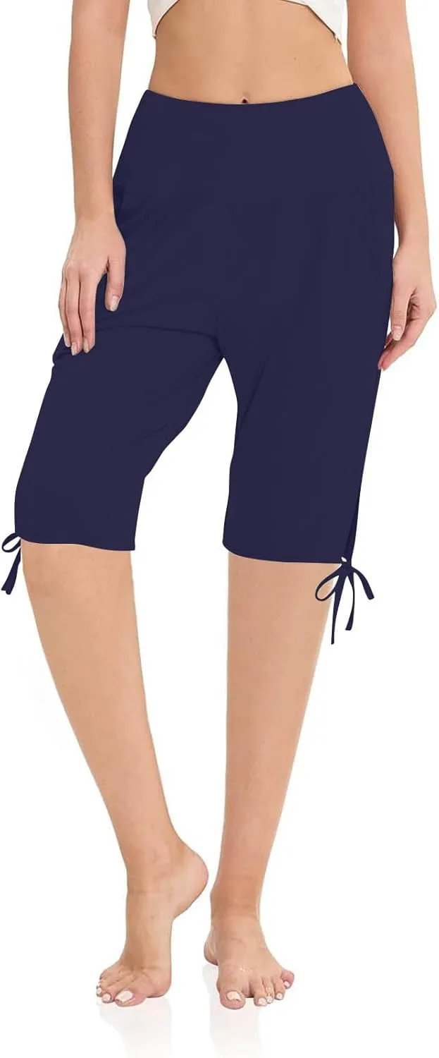 Petite Pants for Women Stretchy Workout Gym Training Summer Sports Activewear Pants Casual Athletic Side Tie Knot Half Pants