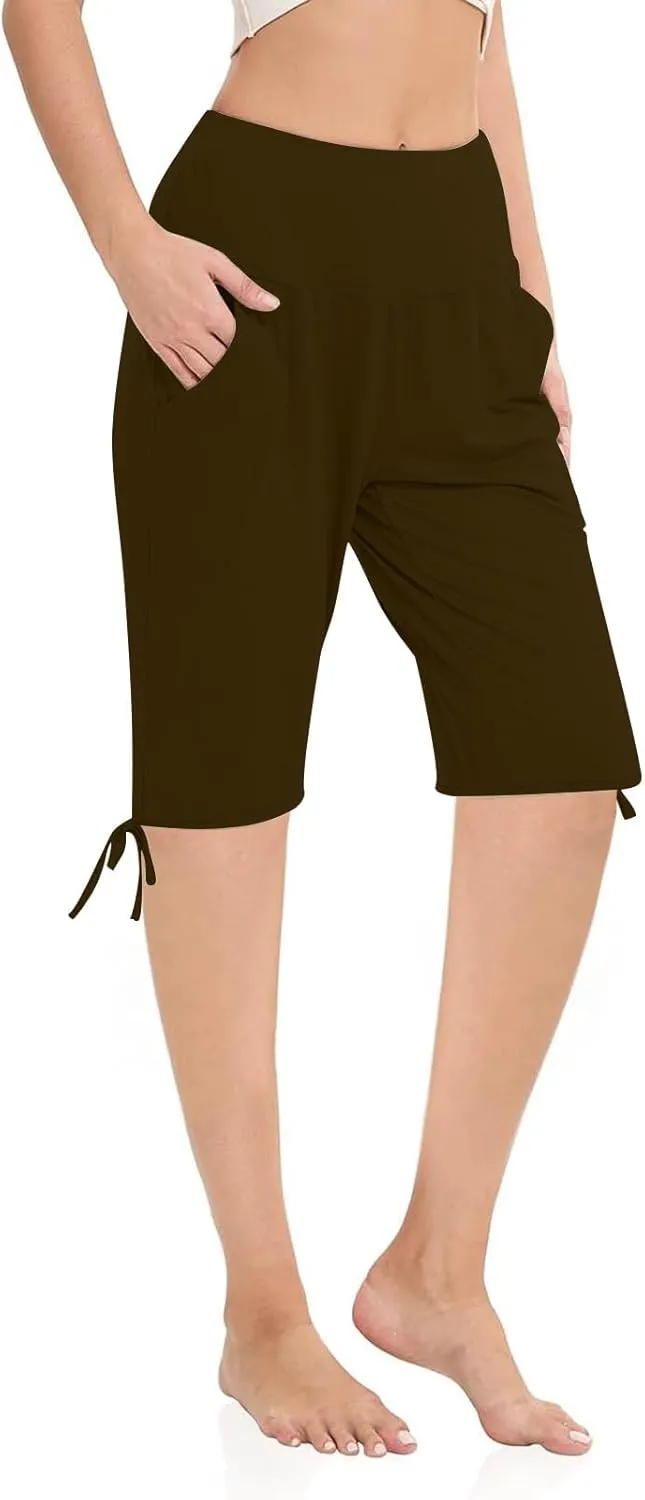 Petite Pants for Women Stretchy Workout Gym Training Summer Sports Activewear Pants Casual Athletic Side Tie Knot Half Pants