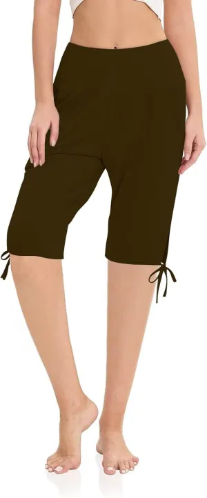 Petite Pants for Women Stretchy Workout Gym Training Summer Sports Activewear Pants Casual Athletic Side Tie Knot Half Pants