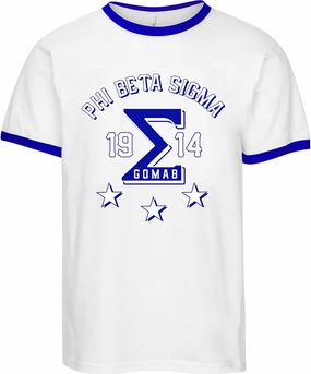 Phi Beta Sigma Three Stars Graphic Ringer T Shirt