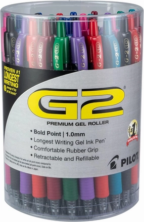 Pilot, G2 Premium Gel Roller Pens, Bold Point 1 MM, Tub of 36, Assorted Colors