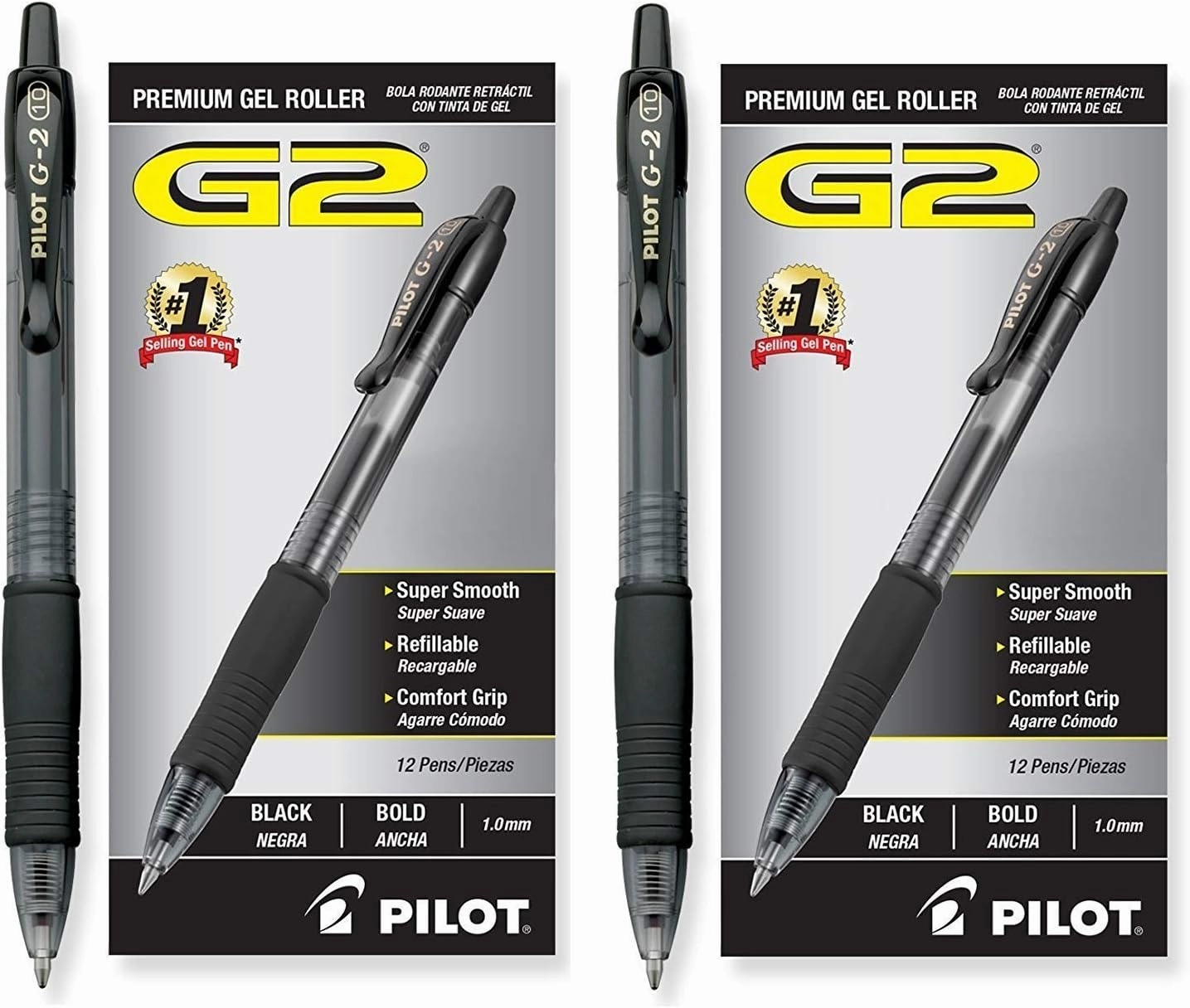 Pilot G2 Retractable Premium Gel Ink Roller Ball Pens, Bold Pt, 24 Pack, Black
