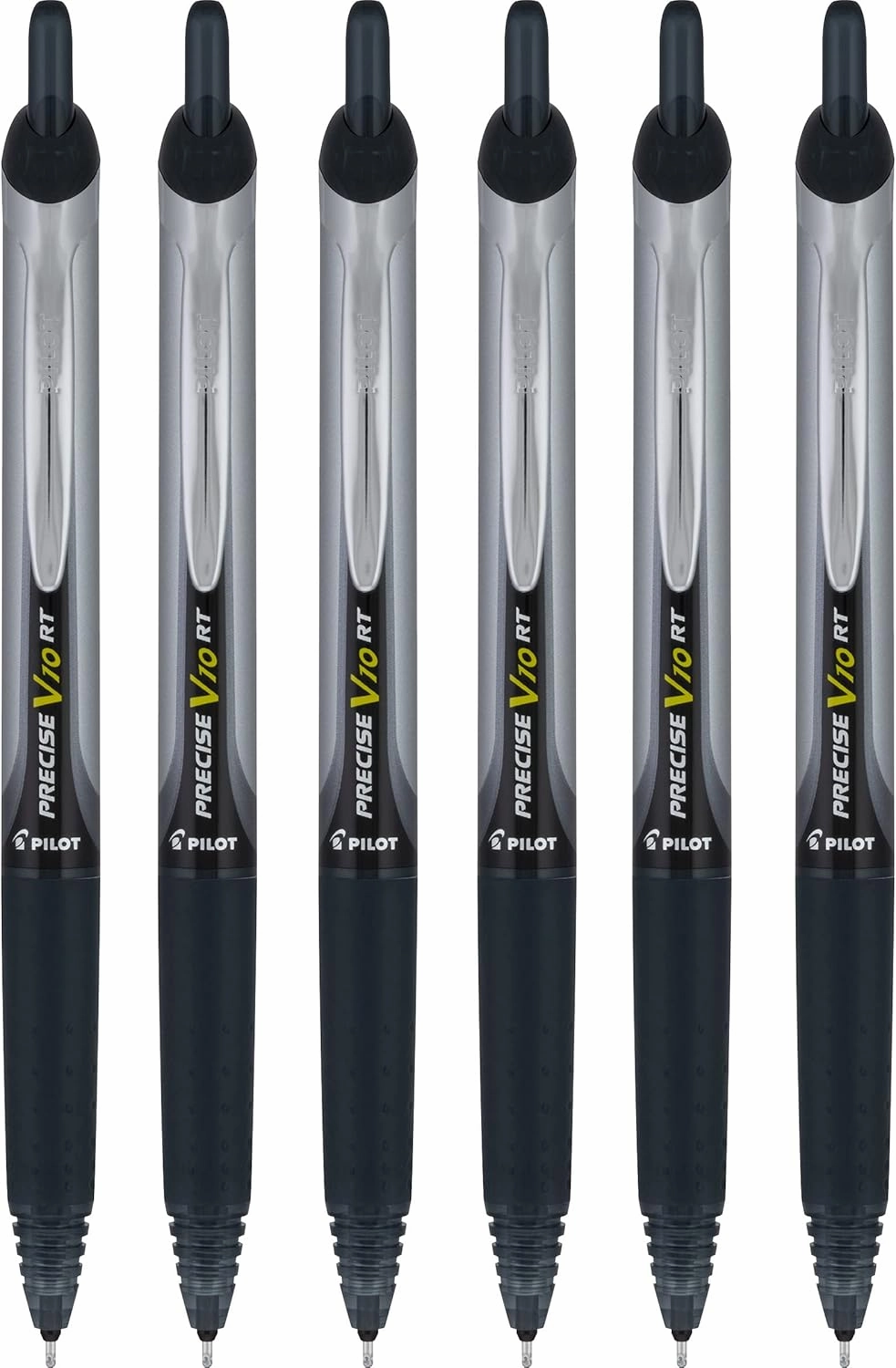 PILOT Precise V10 RT Retractable Liquid Ink Rollerball Pens, Bold Point, 1.0mm, Black Ink, 6 Count