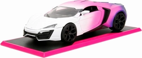 Pink Slips 1:24 W4 W Motors Lykan Hypersport Die-Cast Car w/Base, Toys for Kids and Adults(White/Purple)