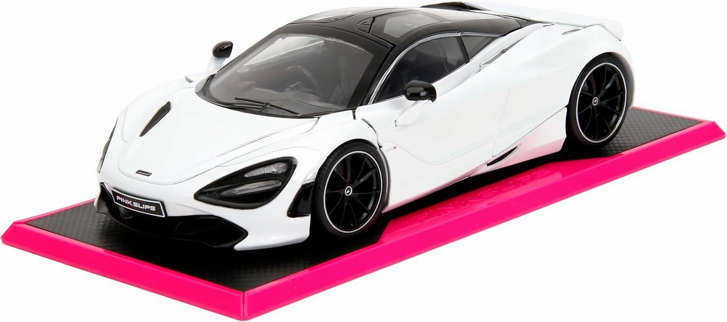 Pink Slips 1:24 W6 McLaren 720S Die-Cast Car w/Base, Toys for Kids and Adults(White)