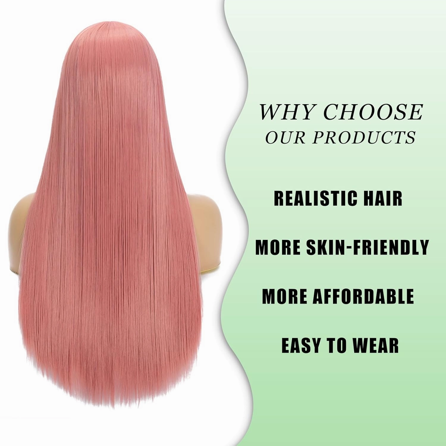 Pink Wigs With Bangs Natural Silky Soft Synthetic Heat Resistant Fiber Wigs For Women Natural Looking Hair Wig For Party Cosplay 24 Inches