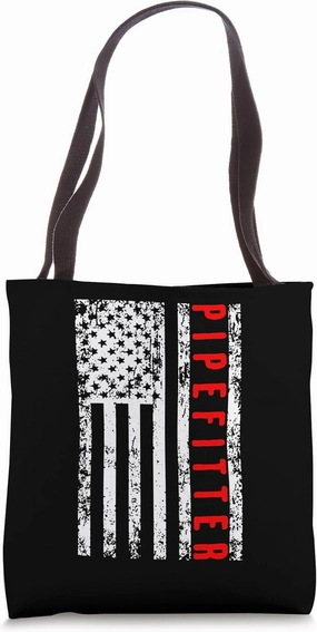 Pipefitter USA Flag Patriotic Industrial Pipe Trade Pros Tote Bag