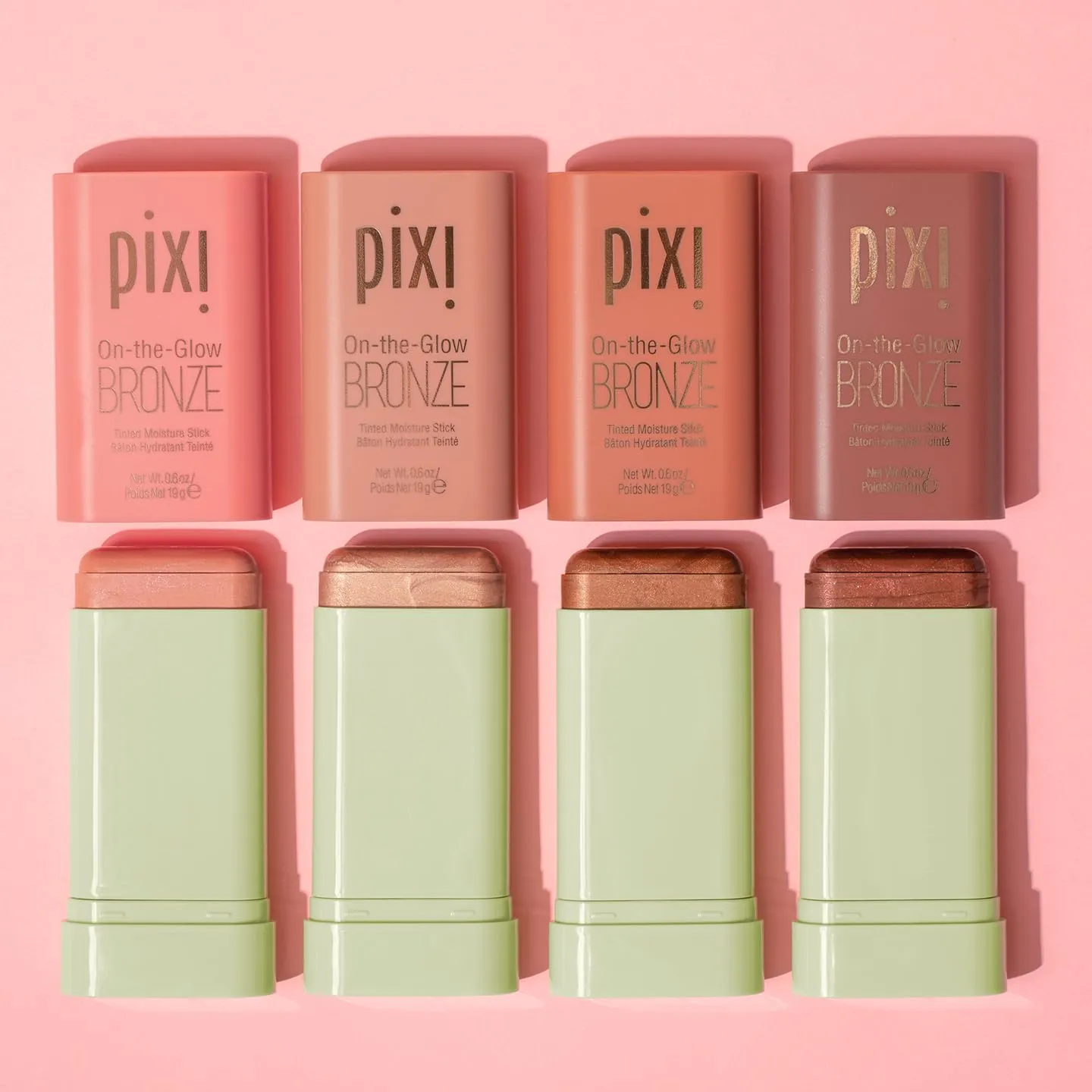 Pixi On-the-Glow Bronze - WarmGlow, Hydrating Tinted Moisture Bronzer Stick with Ginseng, Aloe Vera & Fruit Extracts, For Cheeks & Lips, 19g / 0.6oz, Paraben-Free