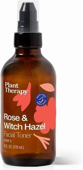 Plant Therapy Rose & Witch Hazel Facial Toner 4 oz Helps Minimize The Look of Pores, Balances Excess Oil & Shine, Hydrating & Soothing