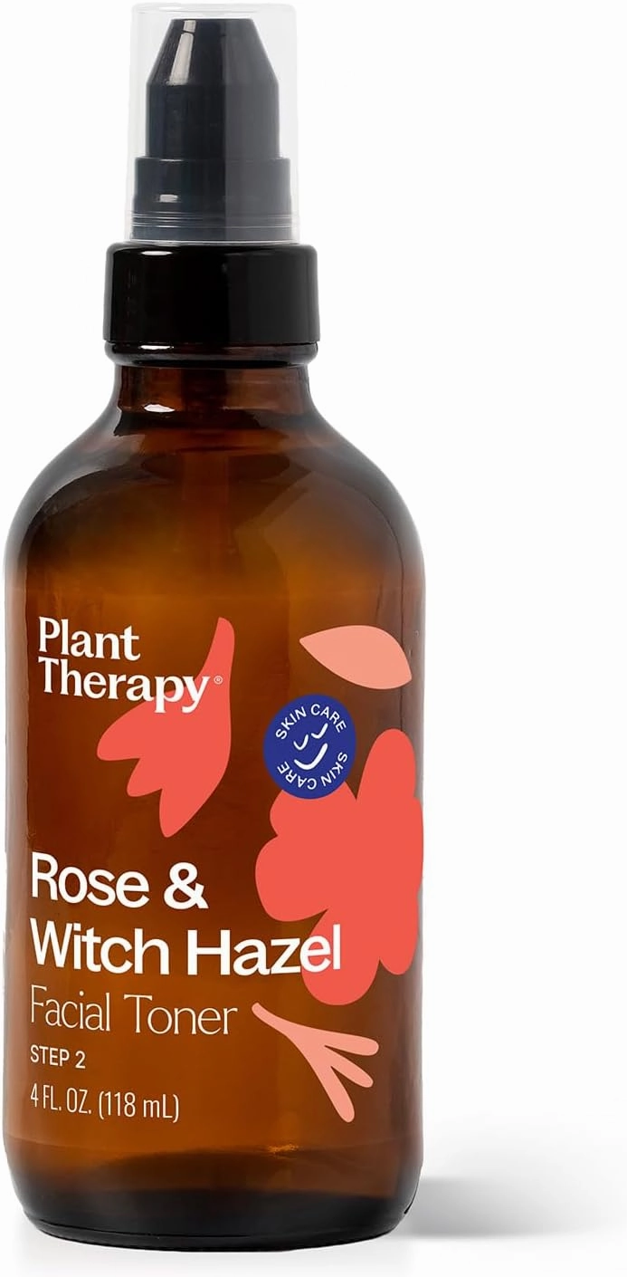 Plant Therapy Rose & Witch Hazel Facial Toner 4 oz Helps Minimize The Look of Pores, Balances Excess Oil & Shine, Hydrating & Soothing