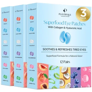 PLANTIFIQUE Superfood Under Eye Patches – 36 Pairs with Hyaluronic Acid for Dark Circles & Puffy Eyes – Anti-Aging Skincare Gel Mask, Gift for Women & Men