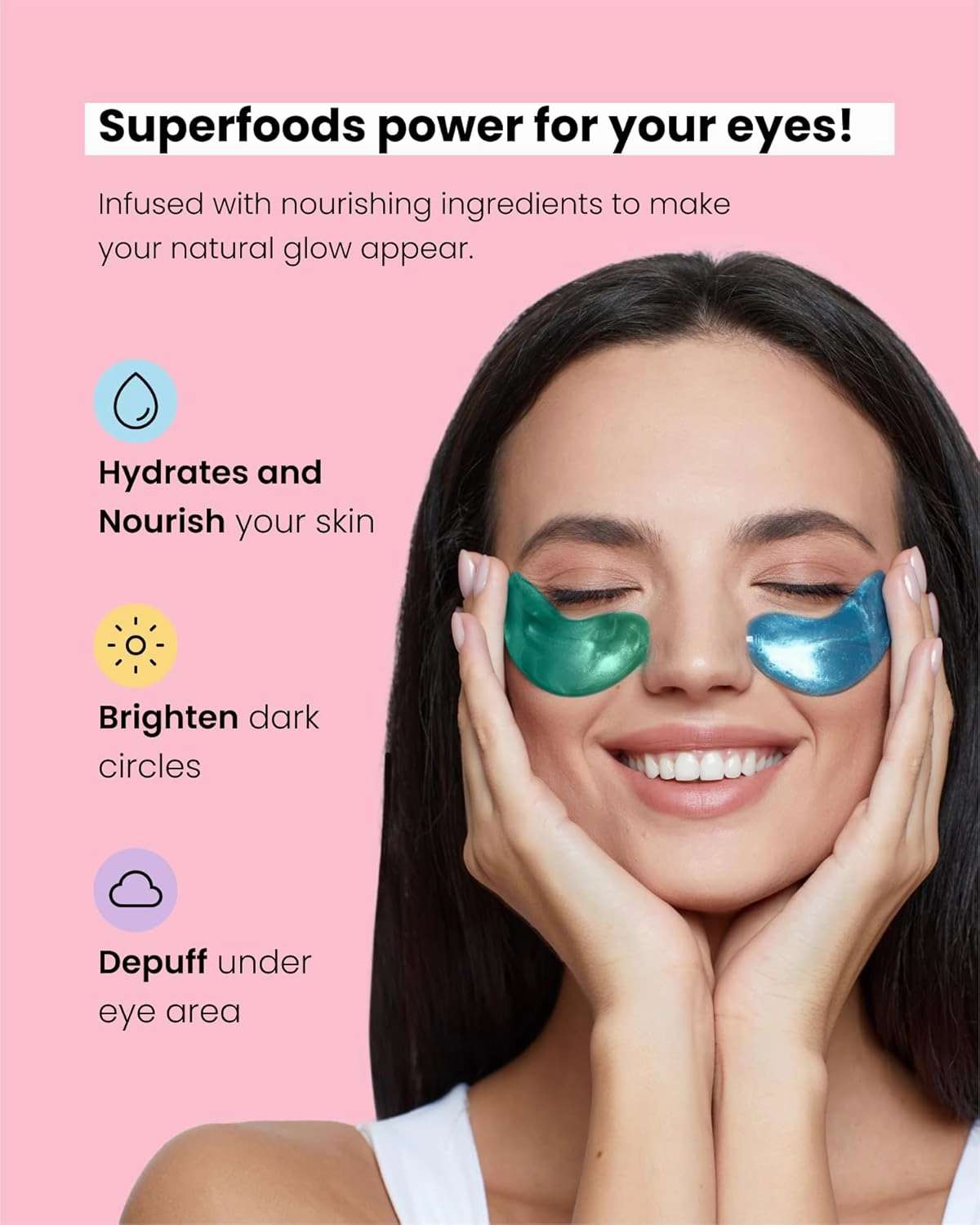 PLANTIFIQUE Superfood Under Eye Patches – 24 Pairs with Hyaluronic Acid for Dark Circles & Puffy Eyes – Anti-Aging Skincare Gel Mask, Gift for Women & Men