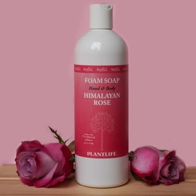 Plantlife Himalayan Rose Foam Soap - Plant-based Foam Soap for All Skin Types - Ideal for use as a Hand & Body wash, Shaving Cream, and Foaming Fun for Kids - Made in California 16 oz